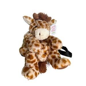 Fiesta Toys Travel Buddies Giraffe Plush Backpack brown and tan and measures 16